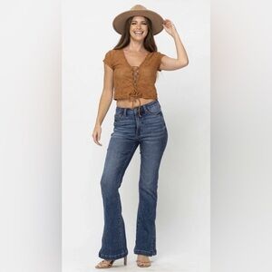 Judy Blue High Waist Slit Slim Bootcut with Tummy Control 88476 size 20W